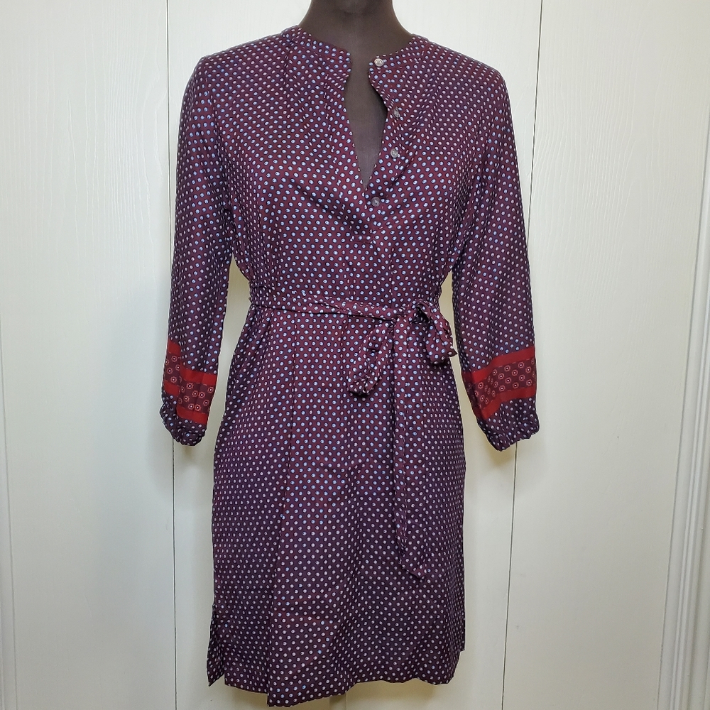 Loft 3/4 sleeve dress, XXS, color maroon with belt